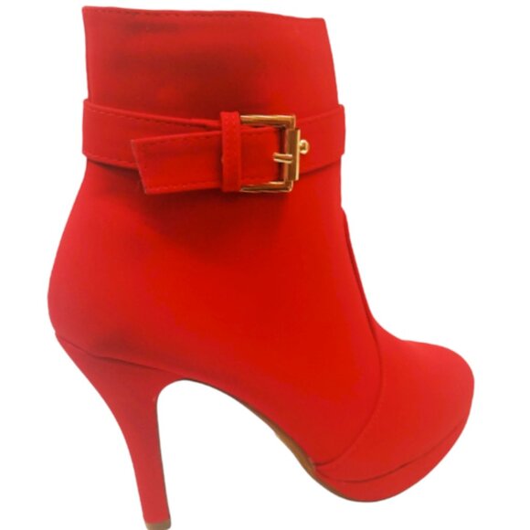 Women’s Buckle Strap High Heel High Ankle Boots & Side Zipper | Stiletto Booties - Picture 5 of 7